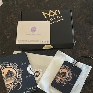 LOLCI Navy blue Republic of Korea Leather Passport Book and Luggage Tag Set